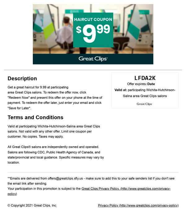 Great Clips $9.99 Coupon